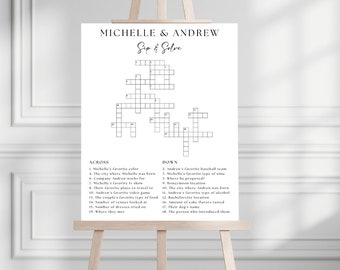 Custom Wedding Crossword Puzzle Template, Personalized Sip and Solve Bridal Shower Crossword, Wedding Puzzle Giant Crossword Large Crossword