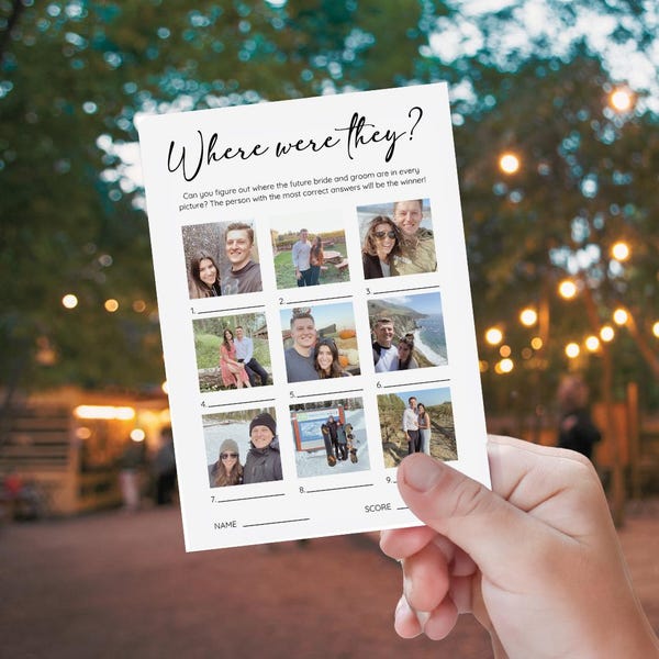 Where Were They Game Bridal Shower Games, Engagement Party Games, Couples Shower Games, Wedding Shower Games, Bridal Shower Game Template