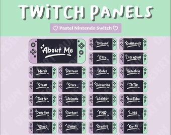 Cute Pastel Switch Purple/Green Panels for Twitch