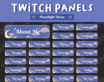 Cute Aesthetic Moonlight Panels for Twitch