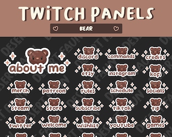 Cute Bear Panels for Twitch