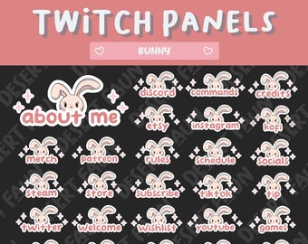 Cute Bunny Twitch Panels (Digital Download)