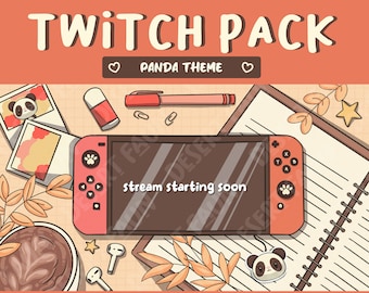 Animated Panda Lofi Gaming Desk Switch Twitch Overlays and Scenes - Stream Starting, Be Right Back, Stream Ending, Just Chatting, Gameplay
