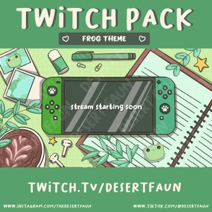 Animated Frog Lofi Gaming Desk Switch Twitch Overlays and Scenes - Stream Starting, Be Right Back, Stream Ending, Just Chatting, Gameplay