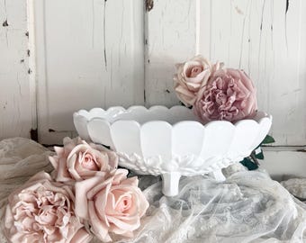 Cuenco ovalado para servir con leche de uva de cosecha de vidrio Indiana vintage / Casa de campo de estilo rústico