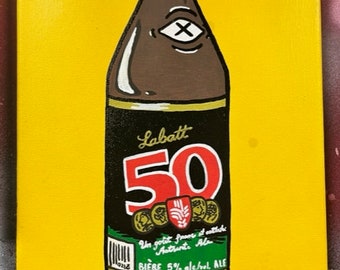 Vintage Labatt 50 Ale Beer Bottle Original painting by Jeff Coopman - Original painting on Canvas