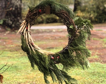 Fresh Natural Cedar and Pine Wreath Homemade