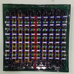 Woven Fused Glass Plate 8&quot; × 8&quot;
