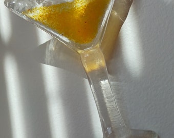 Fused Glass Martini Ornaments! Lemon Drop, Dirty with Olive, Espresso or Cosmopolitan!
