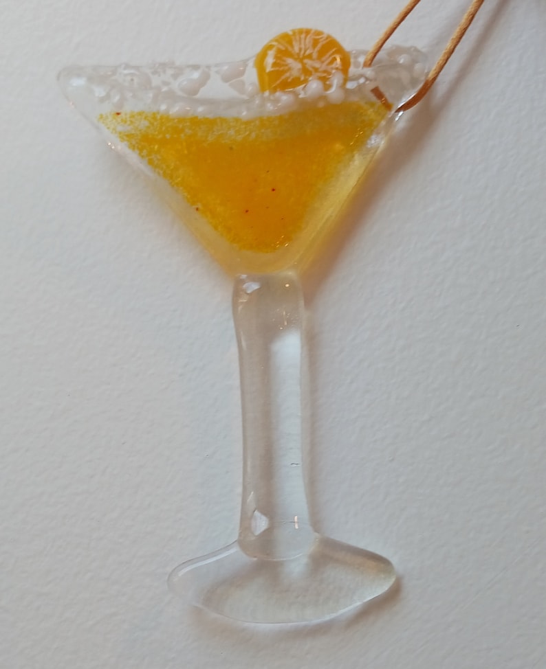 Fused Glass Martini Ornaments! Lemon Drop, Dirty Martini With Olive