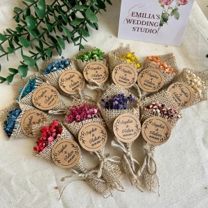 50 pezzi mini bouquet personalizzato magnete per matrimonio regalo/fiori colorati fatti a mano/materiale artigianale/bomboniera per addio al nubilato baby shower