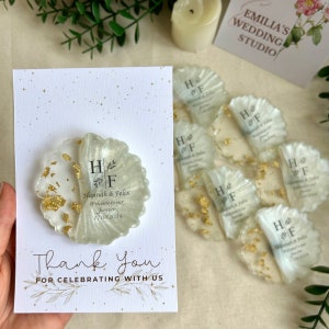 30 stuks gepersonaliseerde epoxy magneet gunst met kaart trouwbedankjes goud gedetailleerde gunst bruids douche baby shower
