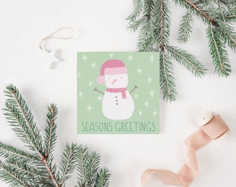 Printable Snowman Christmas Card, Snowman Christmas Card, 5x5 Card, Christmas, Christmas Cards, Card for Christmas, Digital Download