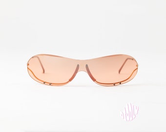 Lunettes de soleil sans monture vintage des années 90 Moschino 3180 (verres saumon) NEU