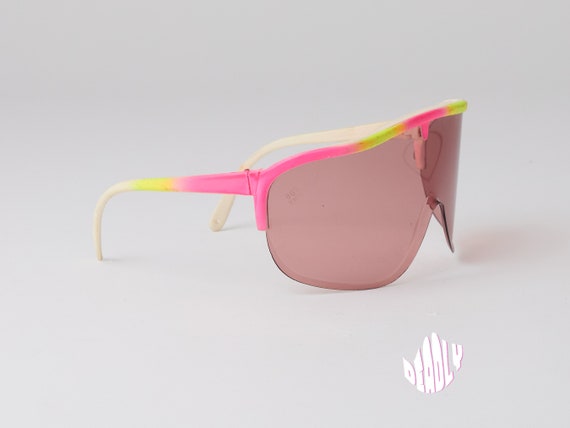 Baruffaldi GLI pink yellow day glo shield visor sunglasses vintage 1980