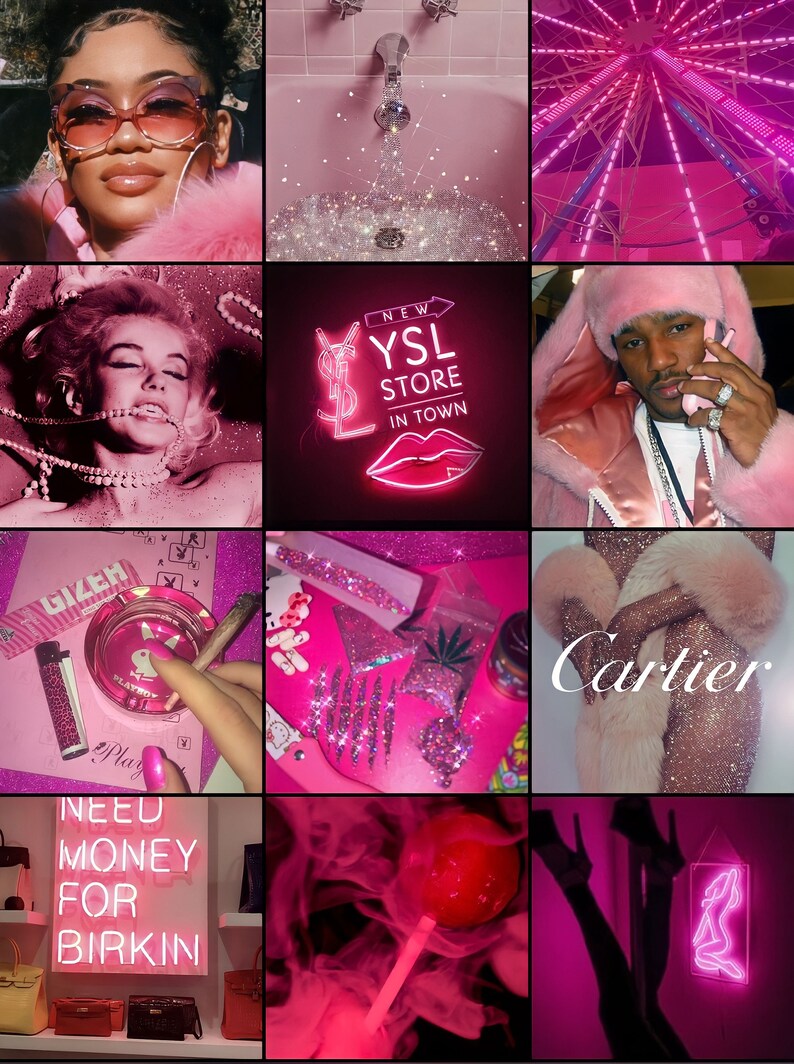 60 PCS Baddies Wall Collage Starter Kit Pink Aesthetics Teen Etsy