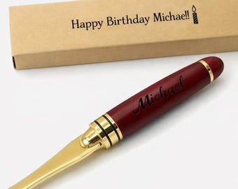 Personalisierter Palisander Brieföffner - Name oder Nachricht mit Gravur, handgefertigtes Holzgeschenk, Vatertag, Abschlussfeier, Firmengeschenk