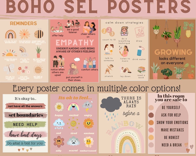 BOHO SEL Classroom Posters - Etsy