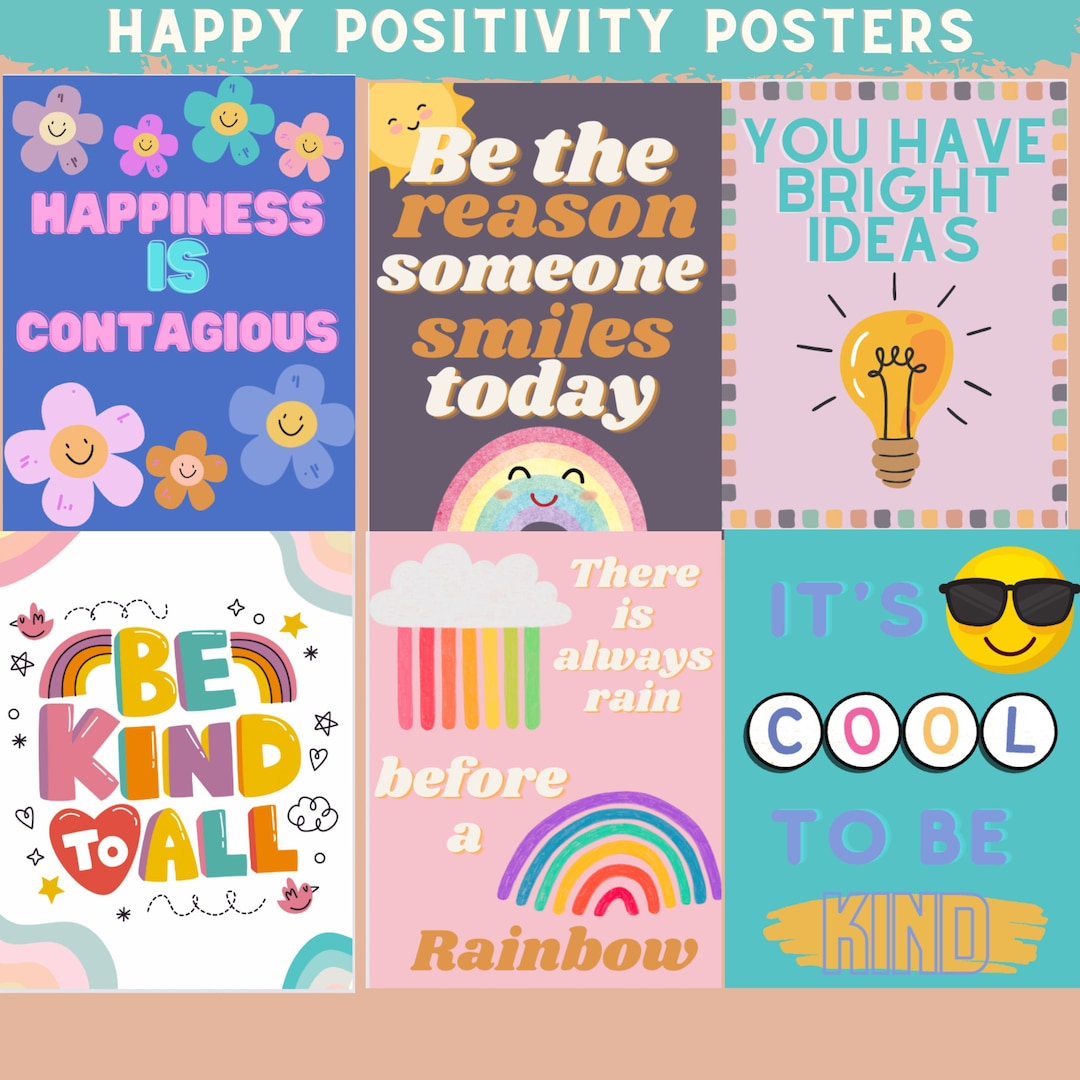 10 Happy, Bright, and Positive Posters for the Classroom - Etsy