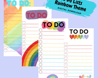 TO DO LISTS Rainbow Theme Digital download