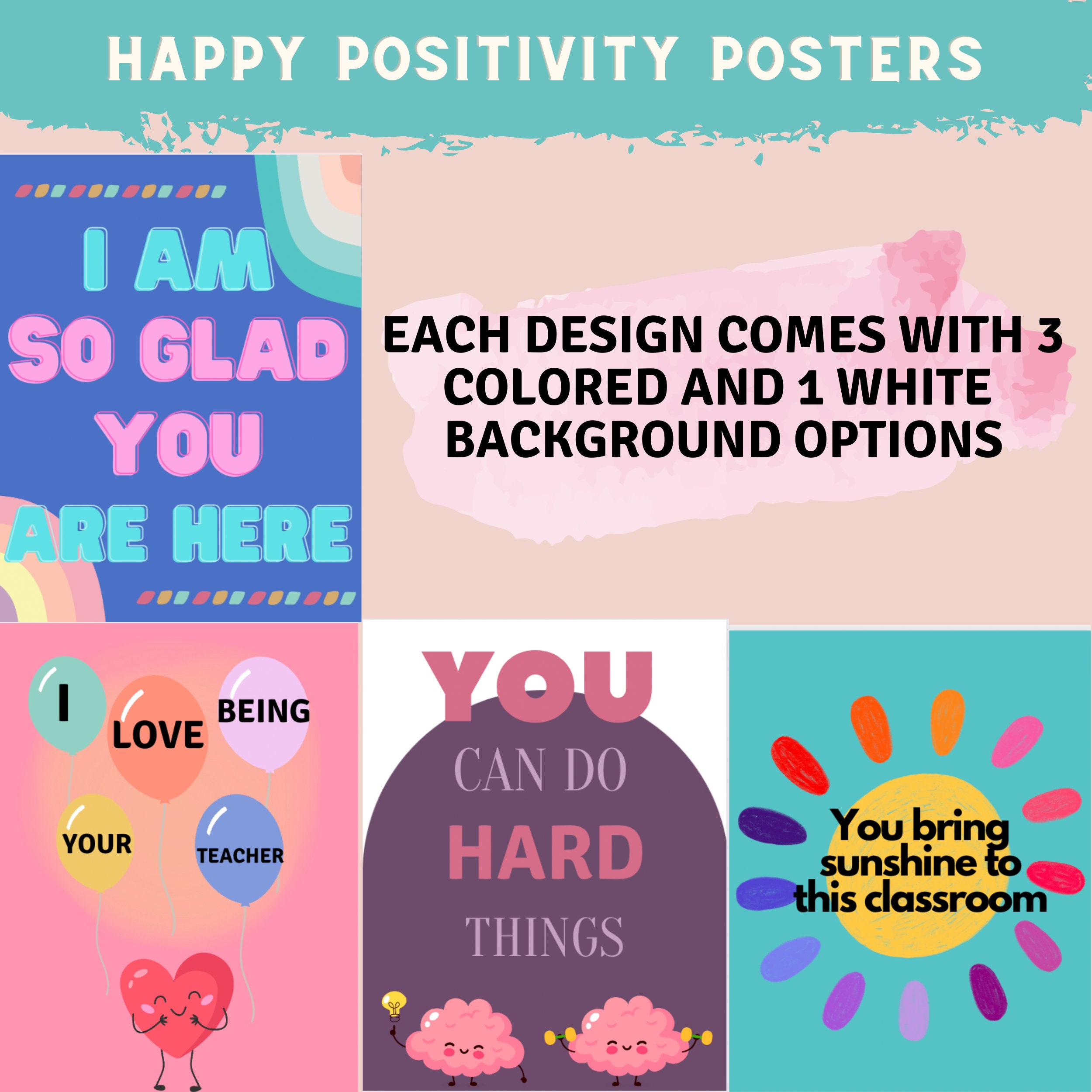 10 Happy, Bright, and Positive Posters for the Classroom - Etsy