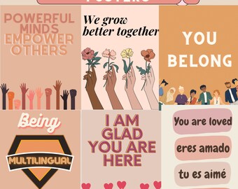 10 Multicultural Classroom Posters Boho Color Theme Multilingual Diversity