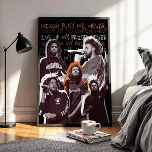 J.Cole Rap Music Poster | Ville Mentality | Dreamville Art | Black Hip Hop Wall Art | Rap Quote Wall Decor for Fans – Digital Download