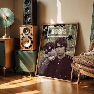 Oasis Band Fan Poster | Britpop Wall Art | 90s Rock Decor | Grunge Aesthetic Music Print | Wonderwall  – Digital Download