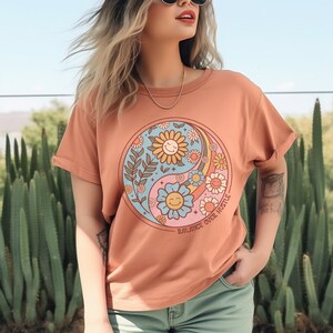 Balance Over Hustle Motivational T-shirt Inspirational Tee Positivity Shirt Positive Vibes Groovy Graphic Tees Motivation Quote Shirts