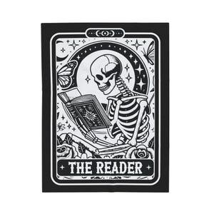 Mantas de libros Manta de terciopelo Mantas de esqueletos de lectura Manta del tarot del lector Mantas de biblioteca Manta de la academia oscura Mantas de brujas imagen 2