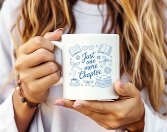 Taza de humor de libros con solo un capítulo más, ropa de libros, taza para amantes de los libros de Booktok, cosas de libros, taza de ratón de biblioteca, taza de club de lectura, adicto a los libros