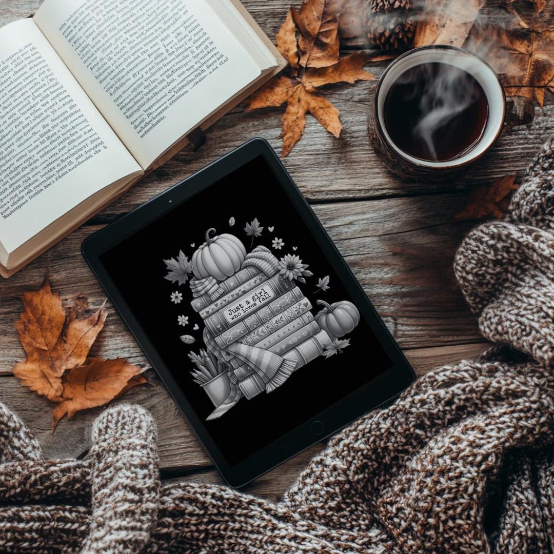 Kindle Lock Screen Just a Girl Who Loves Fall Book Stack Customized