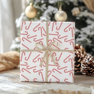 Candy Cane Christmas Wrapping Paper Rolls Minimalist Christmas Wrapping Paper Roll with Candy Canes Holiday Gift Wrap
