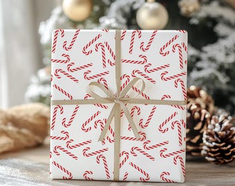 Candy Cane Christmas Wrapping Paper Rolls Minimalist Christmas Wrapping Paper Roll with Candy Canes Holiday Gift Wrap