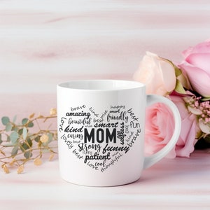 Mom Word Heart Mug Funny Mom Gift Best Mom Ever Mug Funny Mugs for Mom Best Mom Ever Gifts Mom's Birthday Mother's Day Gift Funny Mug