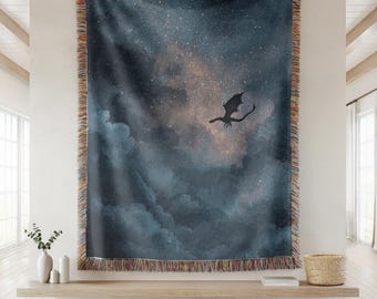 Manta de dragón de fantasía, tapiz de cuento de hadas, regalo para lectores, fantasía, romance, estética encantada