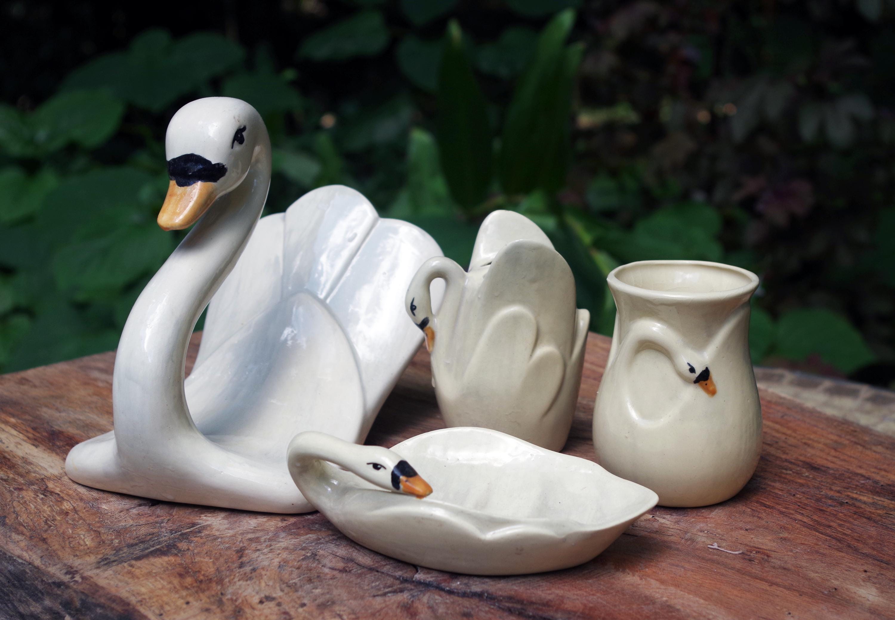 4 Piece Swan Bathroom Set - Etsy