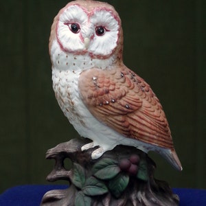 Barn Owl figurine hand painted ceramic
