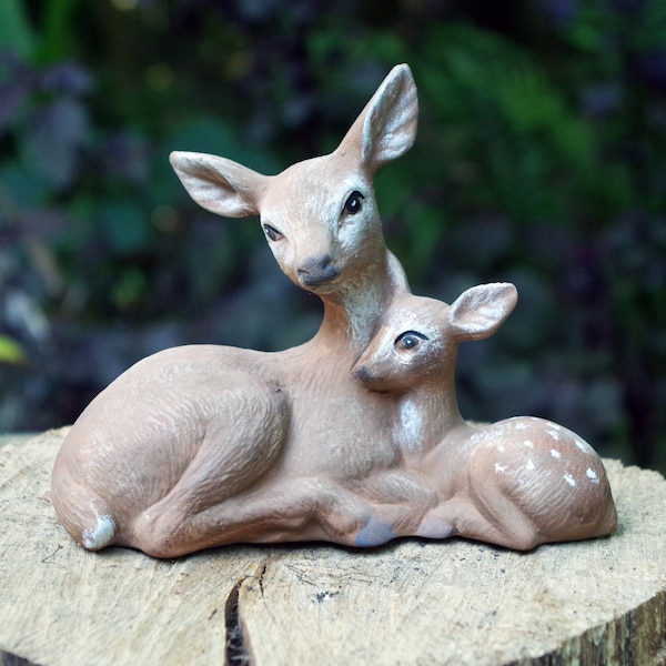 ceramic doe and fawn