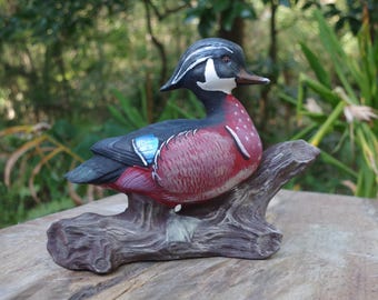 Wood Duck realistic hand painted   figurine