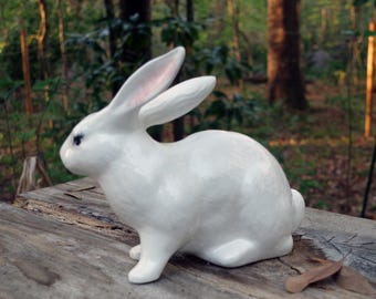 Sitting Rabbit white glazed