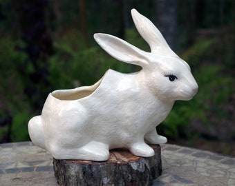 Rabbit sitting  planter  ceramic