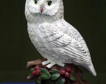 Snow Owl  Hand Painted Figurine ceramic