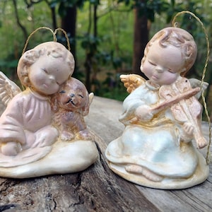 Angel Trio Christmas ornaments from vintage molds