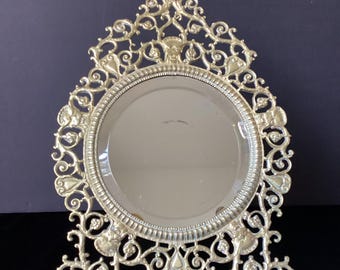 Virginia Metalcrafters Vintage 1930s Victorian Table/Wall Mirror w/ Gargoyle's& Scrolls