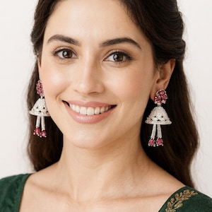 Zirconia Dangler Jhumka Earrings: Bollywood Bridal Jewelry Gift
