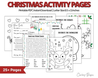 Christmas Activity Book Printable, Children's Games, Puzzles, and Activity Pages, Christmas Printable Activities for Kids