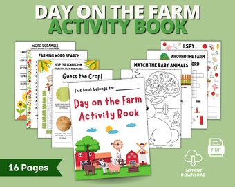 Farm Activity Book for Kids, Farm Animal Word Games and Activities, Farm Themed Games and Puzzles, Printable Kids Activity Pages