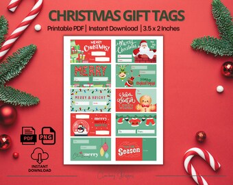 Christmas Gift Tags, Printable Christmas Labels, Gift Tags for Christmas Presents, Holiday Printable Labels