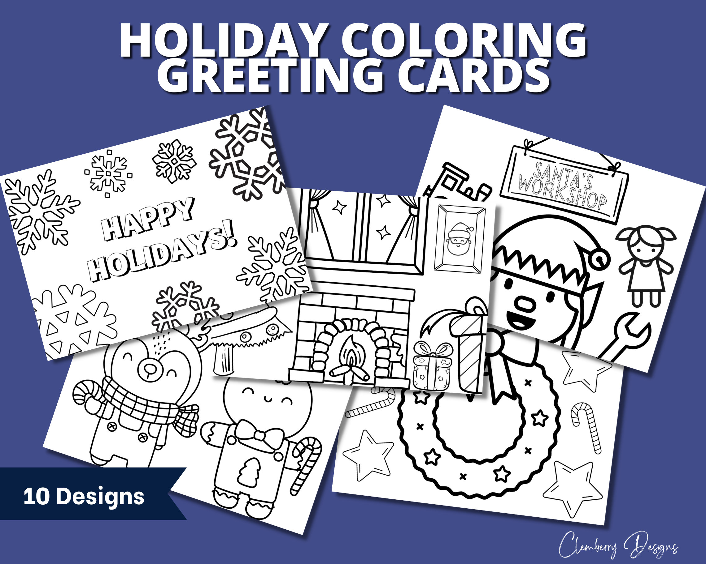Printable Holiday Cards Coloring Cards for Kids Printable Christmas Printable Holiday Cards Coloring Cards for Kids Printable Christmas
